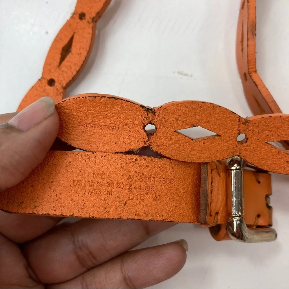 Lands End Women's Perforated Orange Belt M/L